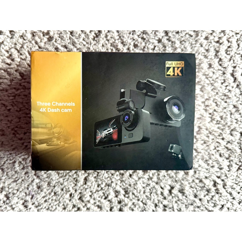 Three Channels 4K Dash Cam Full UHD Front Interior Rear G-Sensor Night Vision